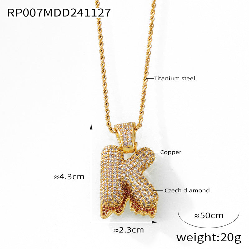 Elegant gold finish Zircon Letter Necklace display