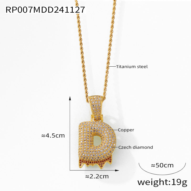 316L Stainless Steel 18K PVD Gold Zircon Letter Necklace made with 316L stainless steel and 18K PVD gold finish for wholesale jewelry buyers - image 8