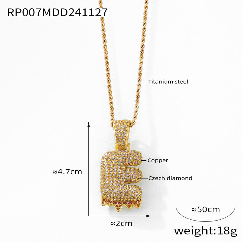 316L Stainless Steel 18K PVD Gold Zircon Letter Necklace made with 316L stainless steel and 18K PVD gold finish for wholesale jewelry buyers - image 9