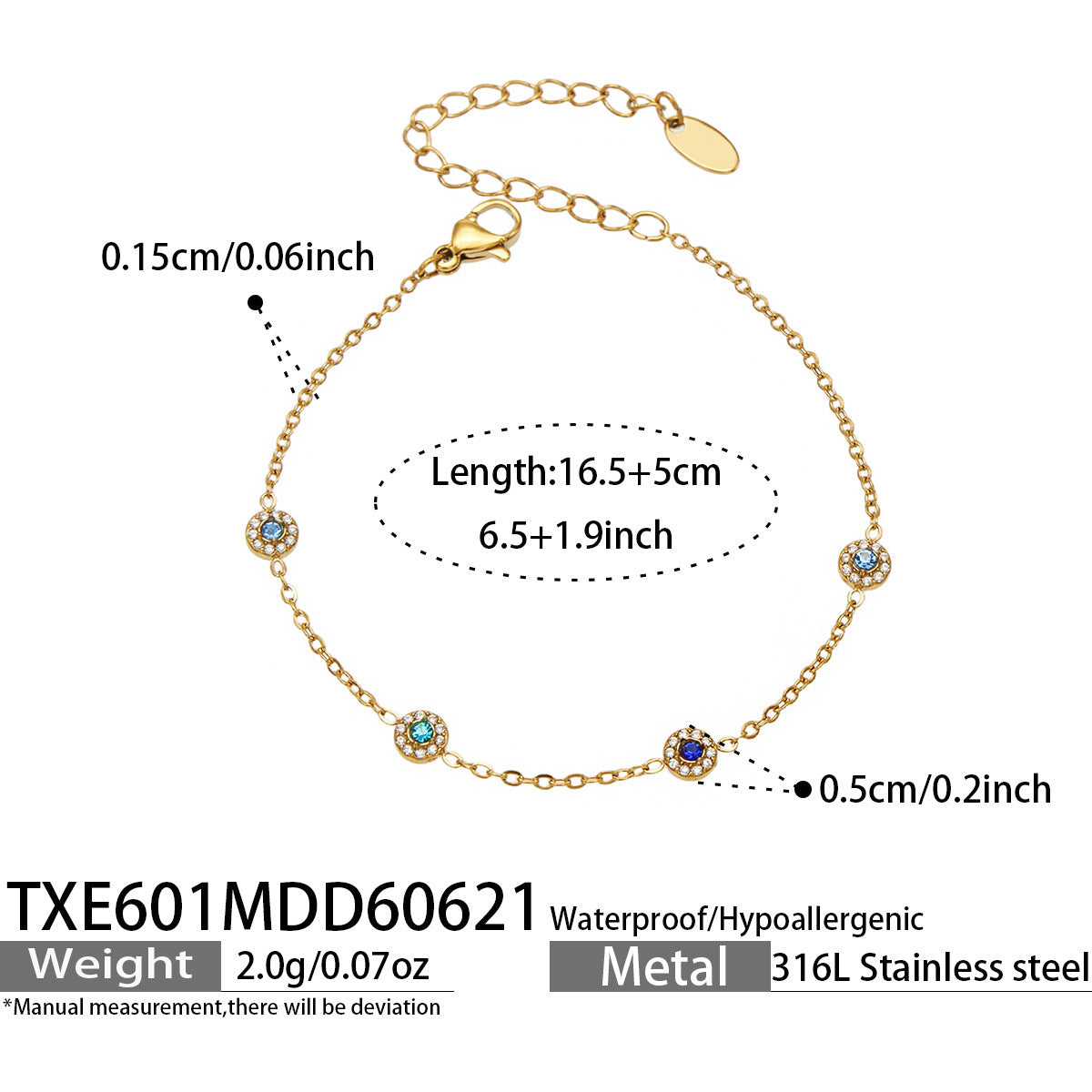 316L Stainless Steel 18K PVD Gold Zircon Necklace Bracelet made with 316L stainless steel and 18K PVD gold finish for wholesale jewelry buyers - image 15