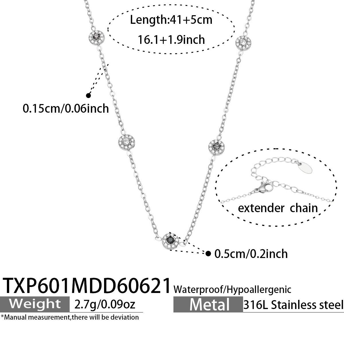 316L Stainless Steel 18K PVD Gold Zircon Necklace Bracelet made with 316L stainless steel and 18K PVD gold finish for wholesale jewelry buyers - image 17