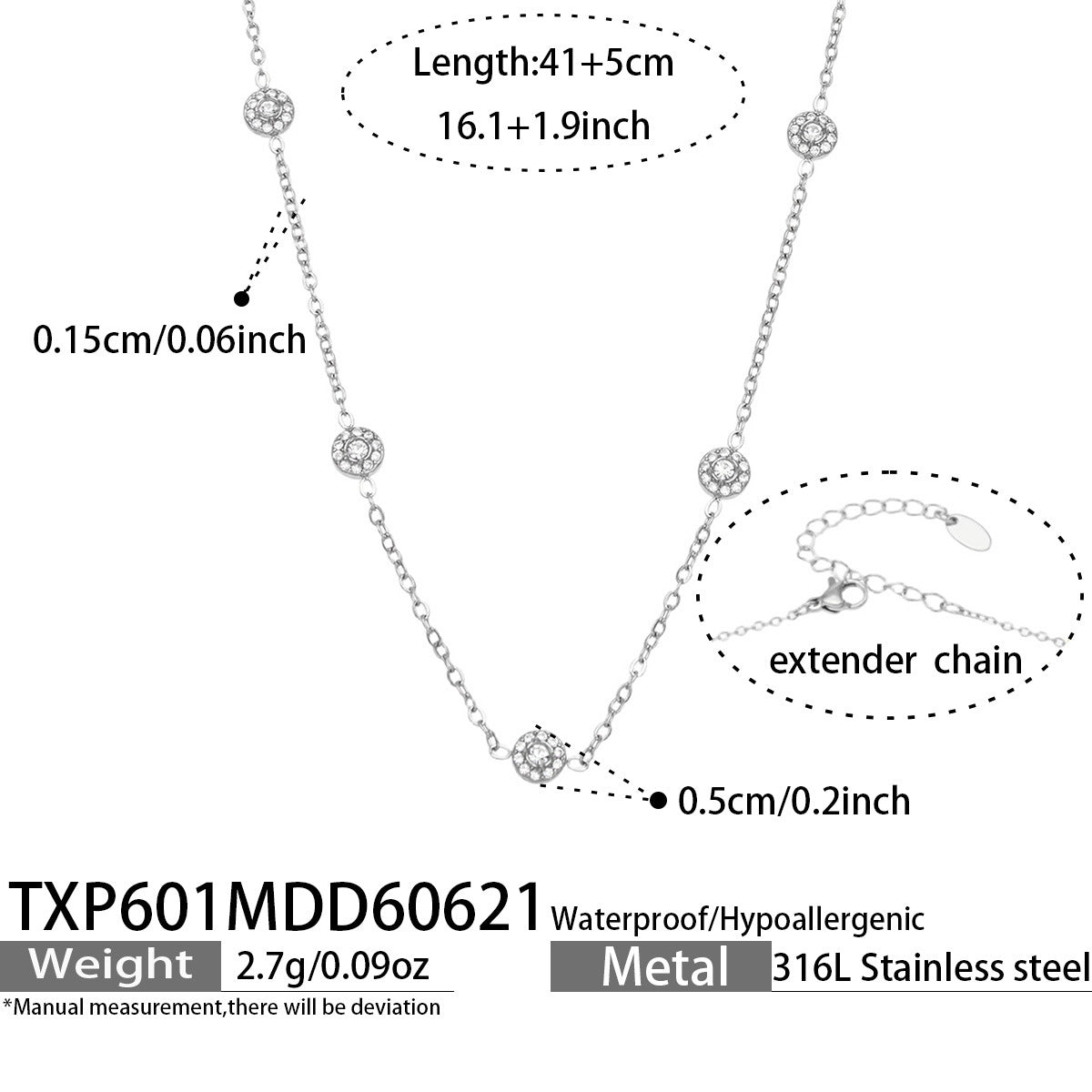 316L Stainless Steel 18K PVD Gold Zircon Necklace Bracelet made with 316L stainless steel and 18K PVD gold finish for wholesale jewelry buyers - image 18