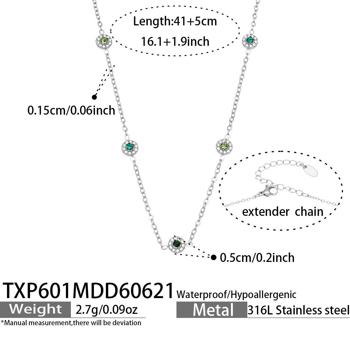 316L Stainless Steel 18K PVD Gold Zircon Necklace Bracelet made with 316L stainless steel and 18K PVD gold finish for wholesale jewelry buyers - image 19