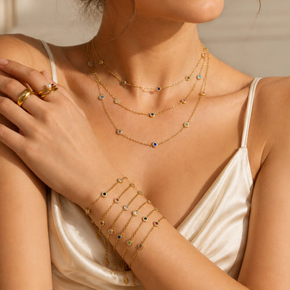 316L Stainless Steel 18K PVD Gold Zircon Necklace Bracelet made with 316L stainless steel and 18K PVD gold finish for wholesale jewelry buyers - image 3