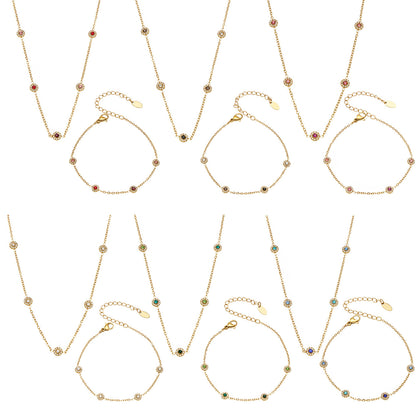 316L Stainless Steel 18K PVD Gold Zircon Necklace Bracelet made with 316L stainless steel and 18K PVD gold finish for wholesale jewelry buyers - image 4