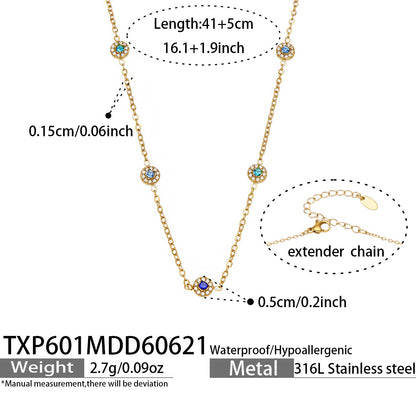 316L Stainless Steel 18K PVD Gold Zircon Necklace Bracelet made with 316L stainless steel and 18K PVD gold finish for wholesale jewelry buyers - image 9