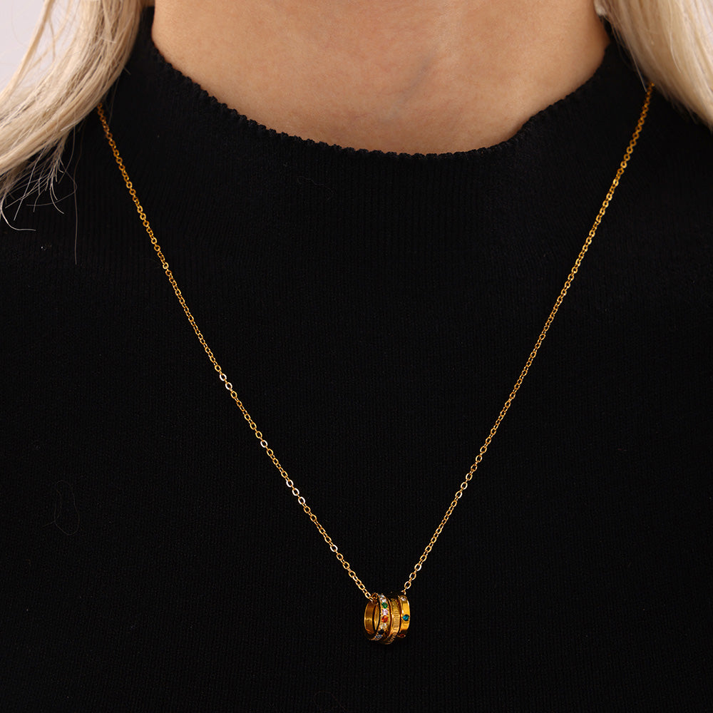 Elegant 316L stainless steel zircon necklace on display