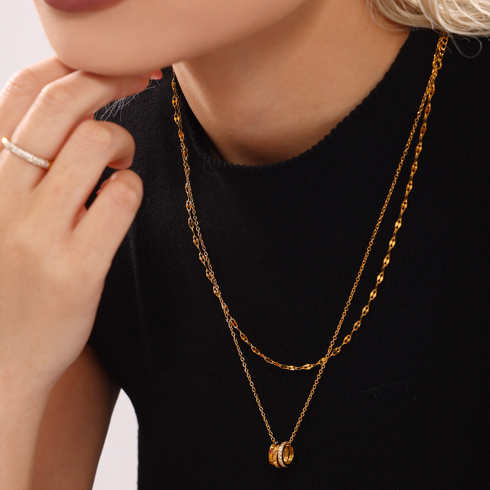 316L Stainless Steel 18K PVD Gold Zircon Necklace Set made with 316L stainless steel and 18K PVD gold finish for wholesale jewelry buyers - image 10