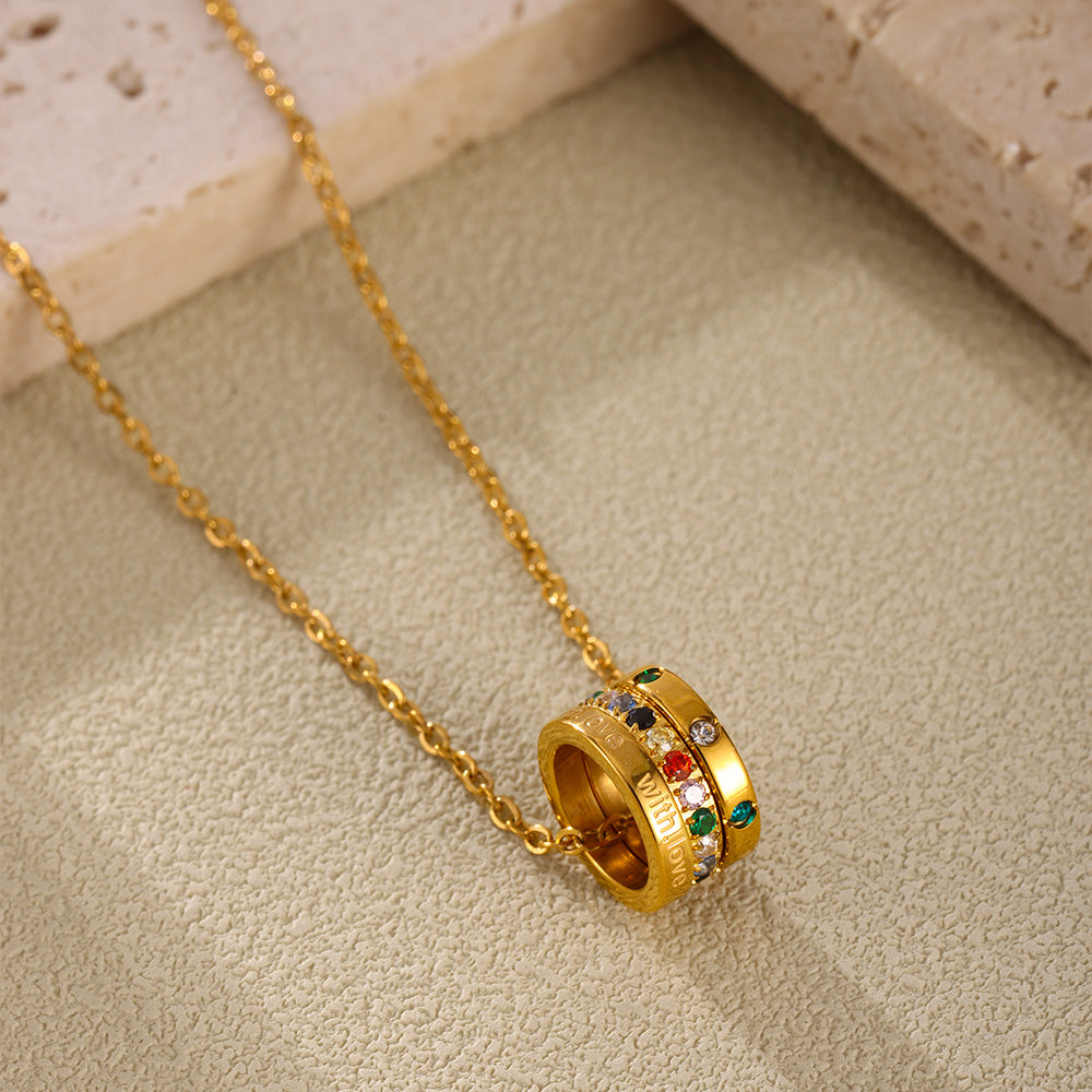 316L Stainless Steel 18K PVD Gold Zircon Necklace Set made with 316L stainless steel and 18K PVD gold finish for wholesale jewelry buyers - image 4