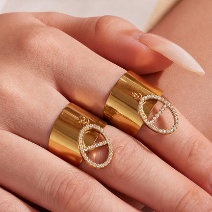 316L Stainless Steel 18K PVD Gold Zircon Open Ring made with 316L stainless steel and 18K PVD gold finish for wholesale jewelry buyers - image 5