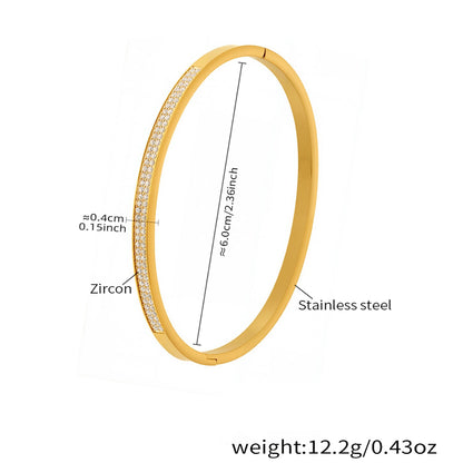 gold zircon paved slender bangle size weight chart - 18k pvd gold plated stainless steel
