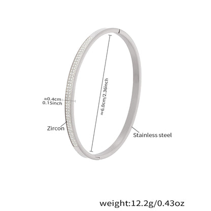 silver zircon paved slender bangle size weight chart - stainless steel jewelry dimensions