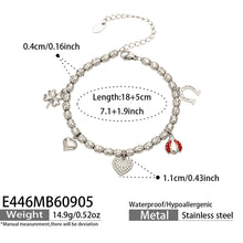 E446 steel multi charm bracelet size guide with 18 cm bracelet and extension chain