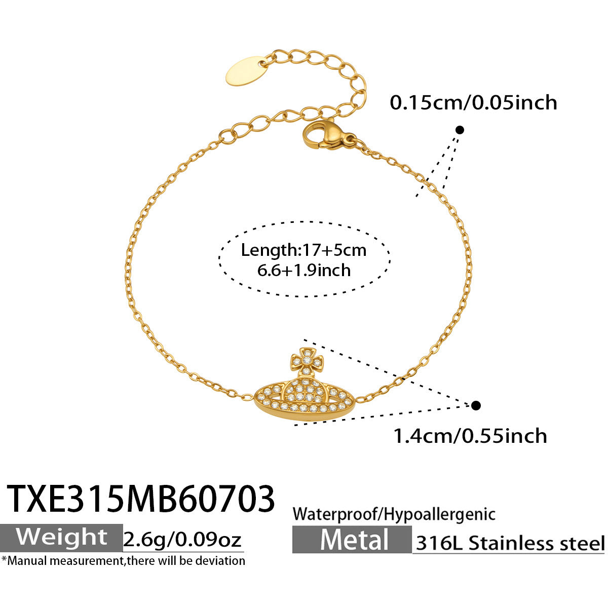 316L Stainless Steel 18K PVD Gold Zircon Planet Necklace made with 316L stainless steel and 18K PVD gold finish for wholesale jewelry buyers - image 13
