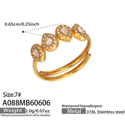 Elegant steel color zircon ring
