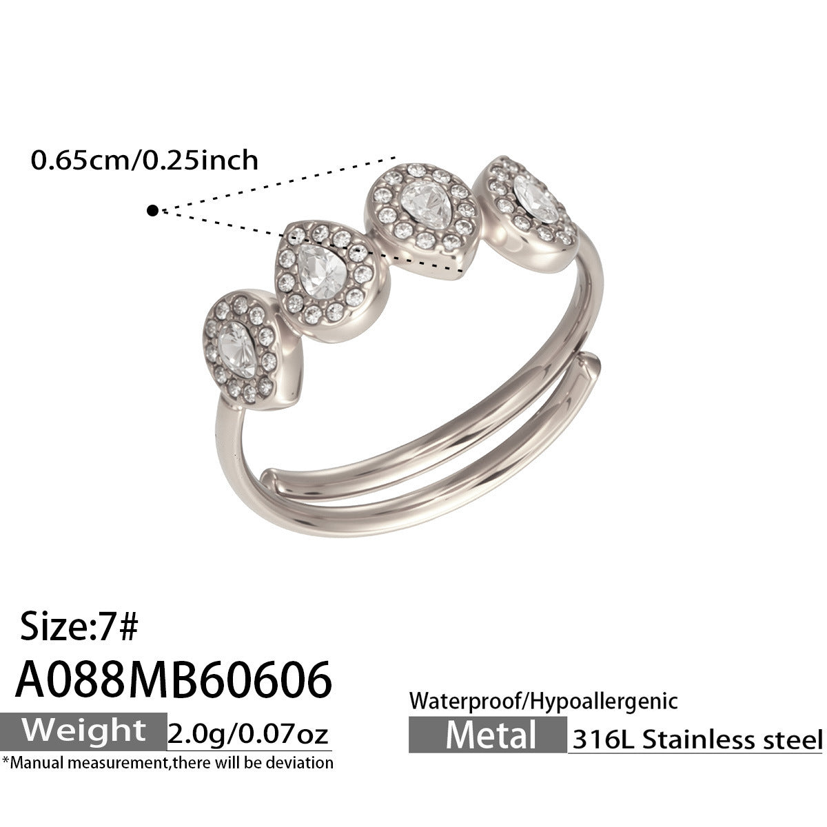 316L Stainless Steel 18K PVD Gold Zircon Ring made with 316L stainless steel and 18K PVD gold finish for wholesale jewelry buyers - image 10