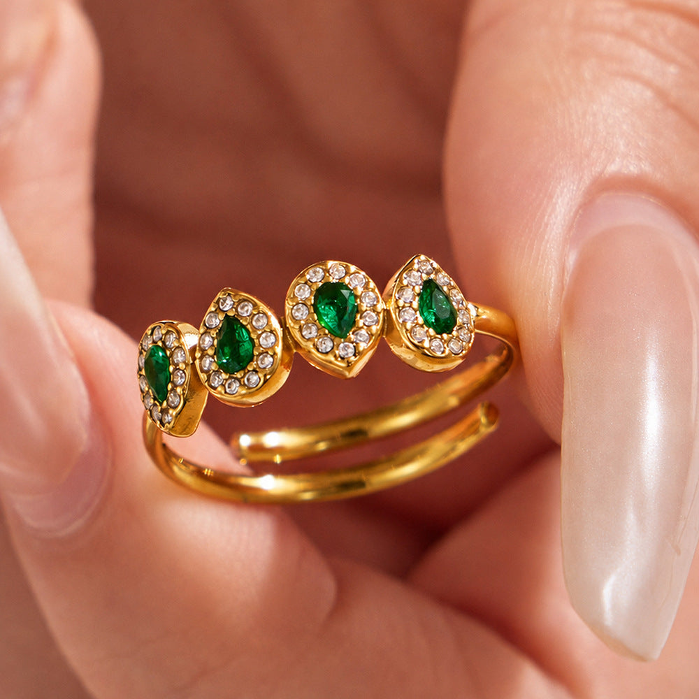 316L Stainless Steel 18K PVD Gold Zircon Ring made with 316L stainless steel and 18K PVD gold finish for wholesale jewelry buyers - image 11