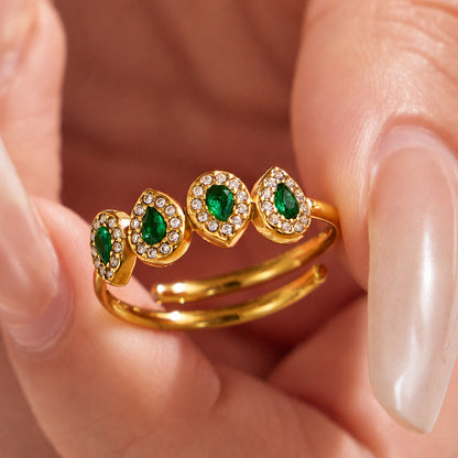 316L Stainless Steel 18K PVD Gold Zircon Ring made with 316L stainless steel and 18K PVD gold finish for wholesale jewelry buyers - image 11