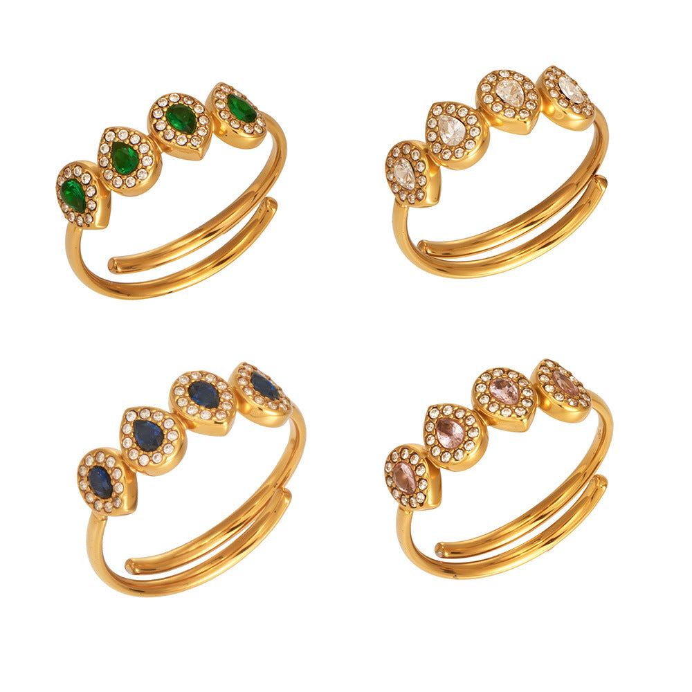 316L Stainless Steel 18K PVD Gold Zircon Ring made with 316L stainless steel and 18K PVD gold finish for wholesale jewelry buyers - image 12