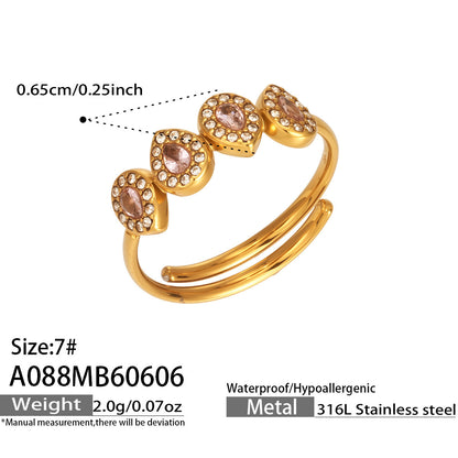 316L Stainless Steel 18K PVD Gold Zircon Ring made with 316L stainless steel and 18K PVD gold finish for wholesale jewelry buyers - image 15