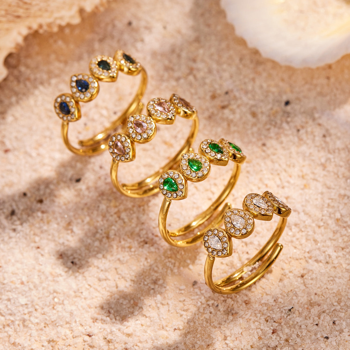 316L Stainless Steel 18K PVD Gold Zircon Ring made with 316L stainless steel and 18K PVD gold finish for wholesale jewelry buyers - image 17