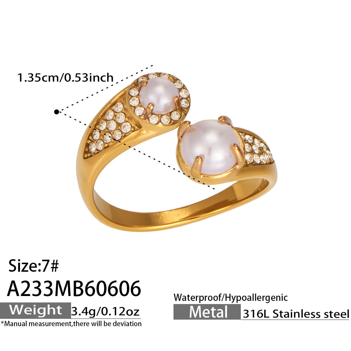 316L Stainless Steel 18K PVD Gold Zircon Ring Set made with 316L stainless steel and 18K PVD gold finish for wholesale jewelry buyers - image 13