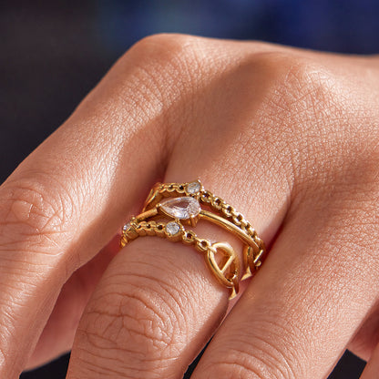 316L Stainless Steel 18K PVD Gold Zircon Ring Set made with 316L stainless steel and 18K PVD gold finish for wholesale jewelry buyers - image 14