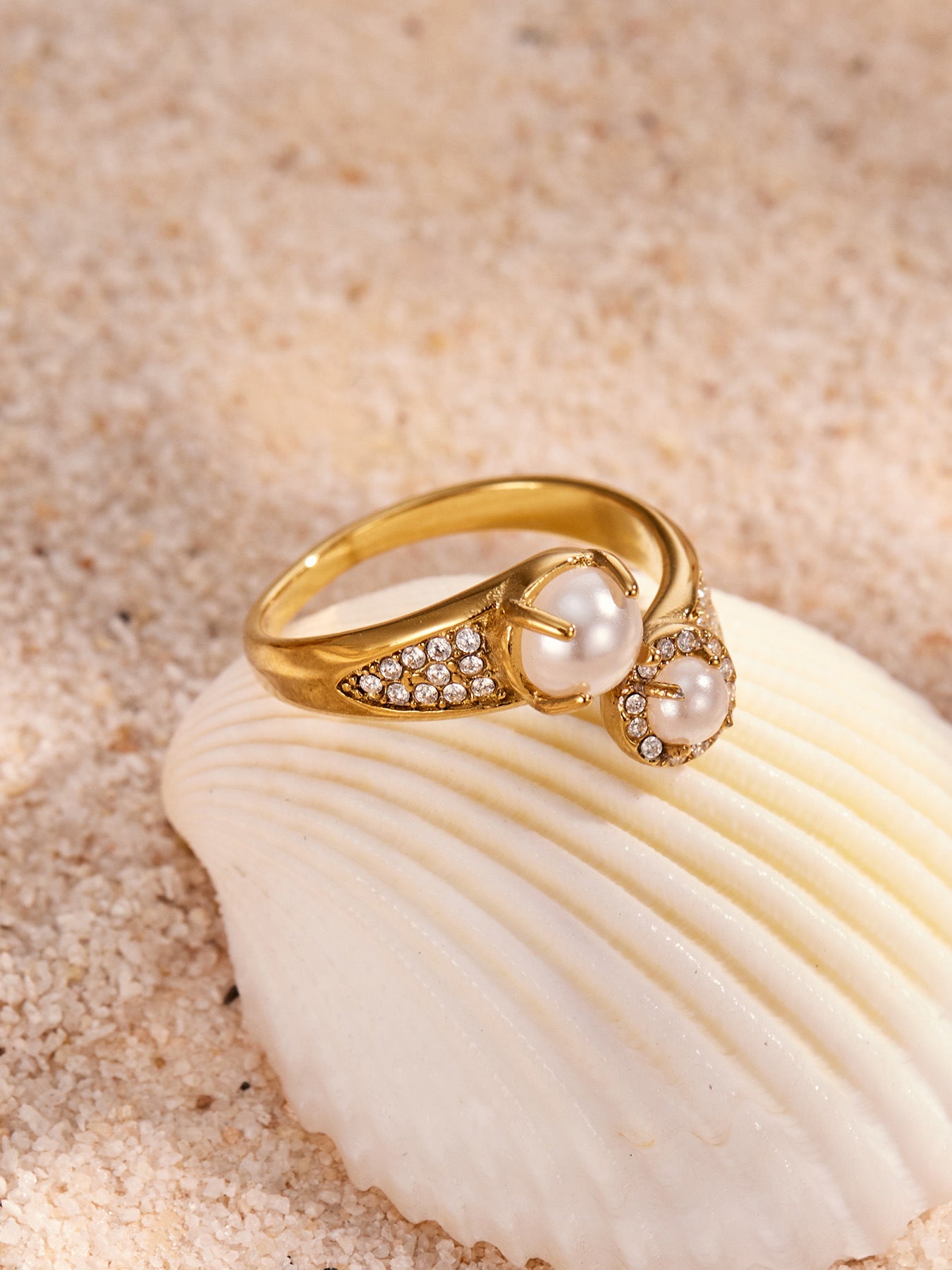316L Stainless Steel 18K PVD Gold Zircon Ring Set made with 316L stainless steel and 18K PVD gold finish for wholesale jewelry buyers - image 4