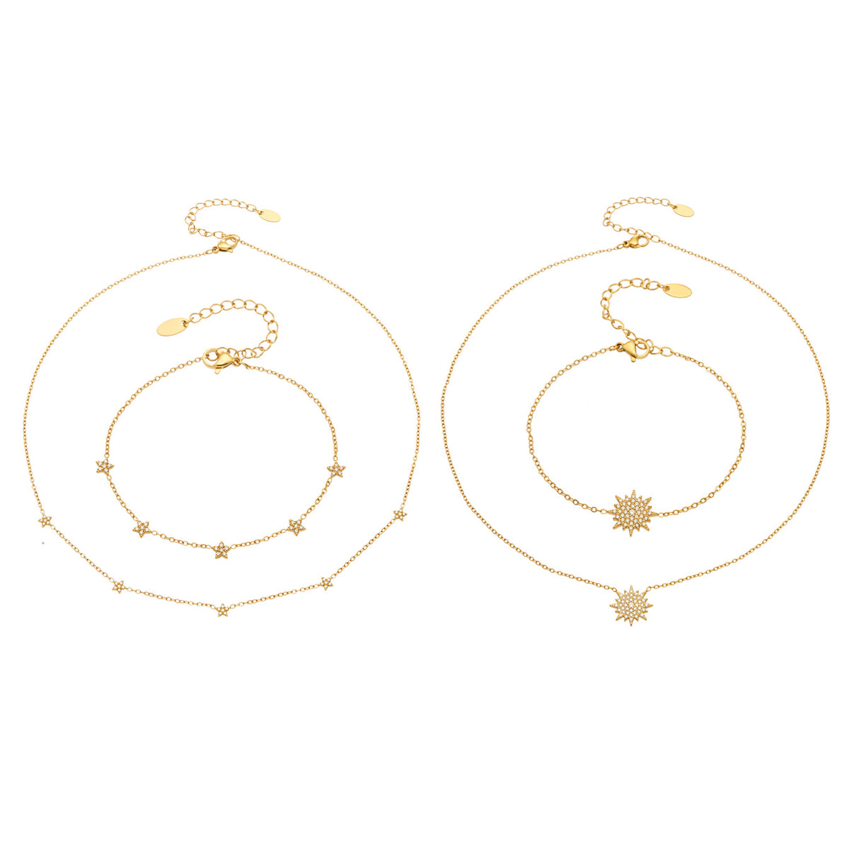 316L Stainless Steel 18K PVD Gold Zircon Star Bracelet made with 316L stainless steel and 18K PVD gold finish for wholesale jewelry buyers - image 11