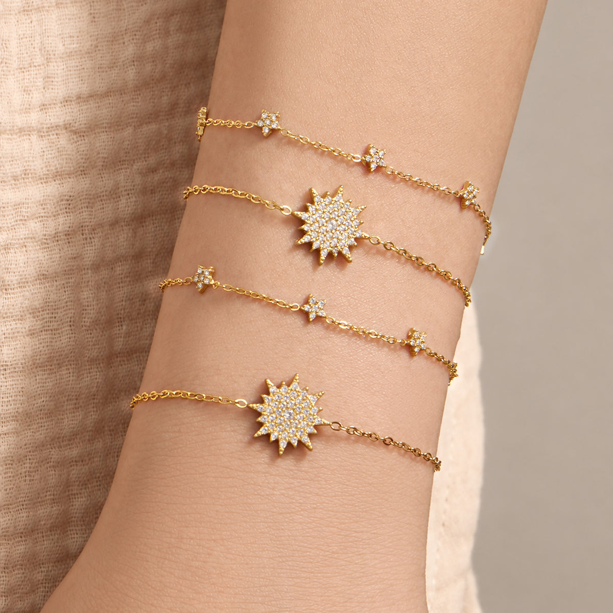 316L Stainless Steel 18K PVD Gold Zircon Star Bracelet made with 316L stainless steel and 18K PVD gold finish for wholesale jewelry buyers - image 14