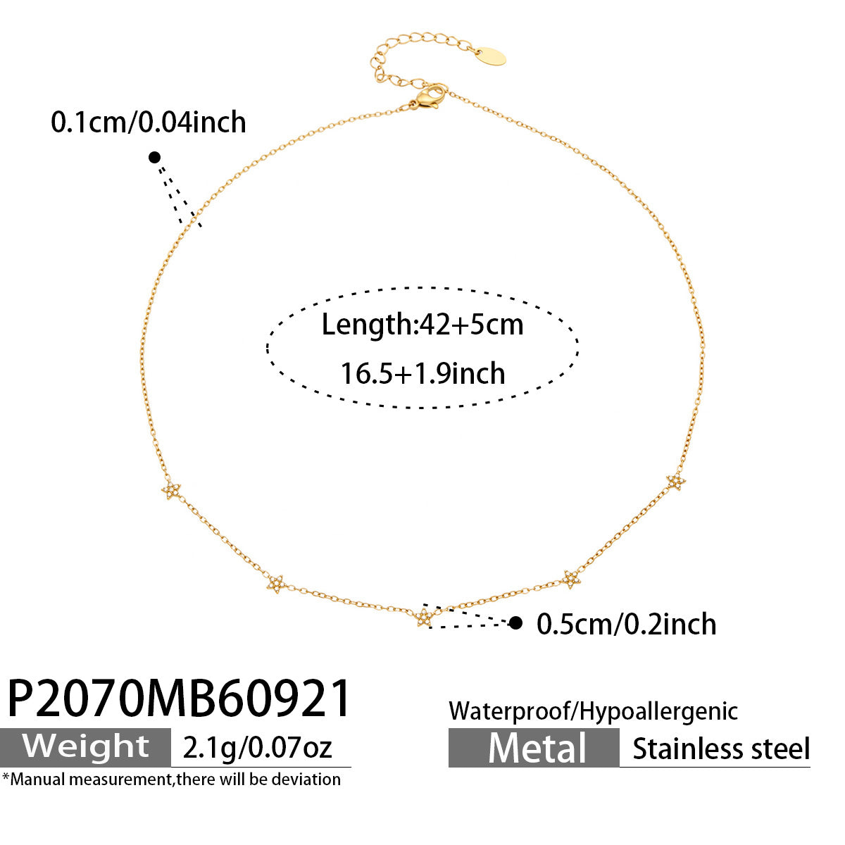 316L Stainless Steel 18K PVD Gold Zircon Star Bracelet made with 316L stainless steel and 18K PVD gold finish for wholesale jewelry buyers - image 3