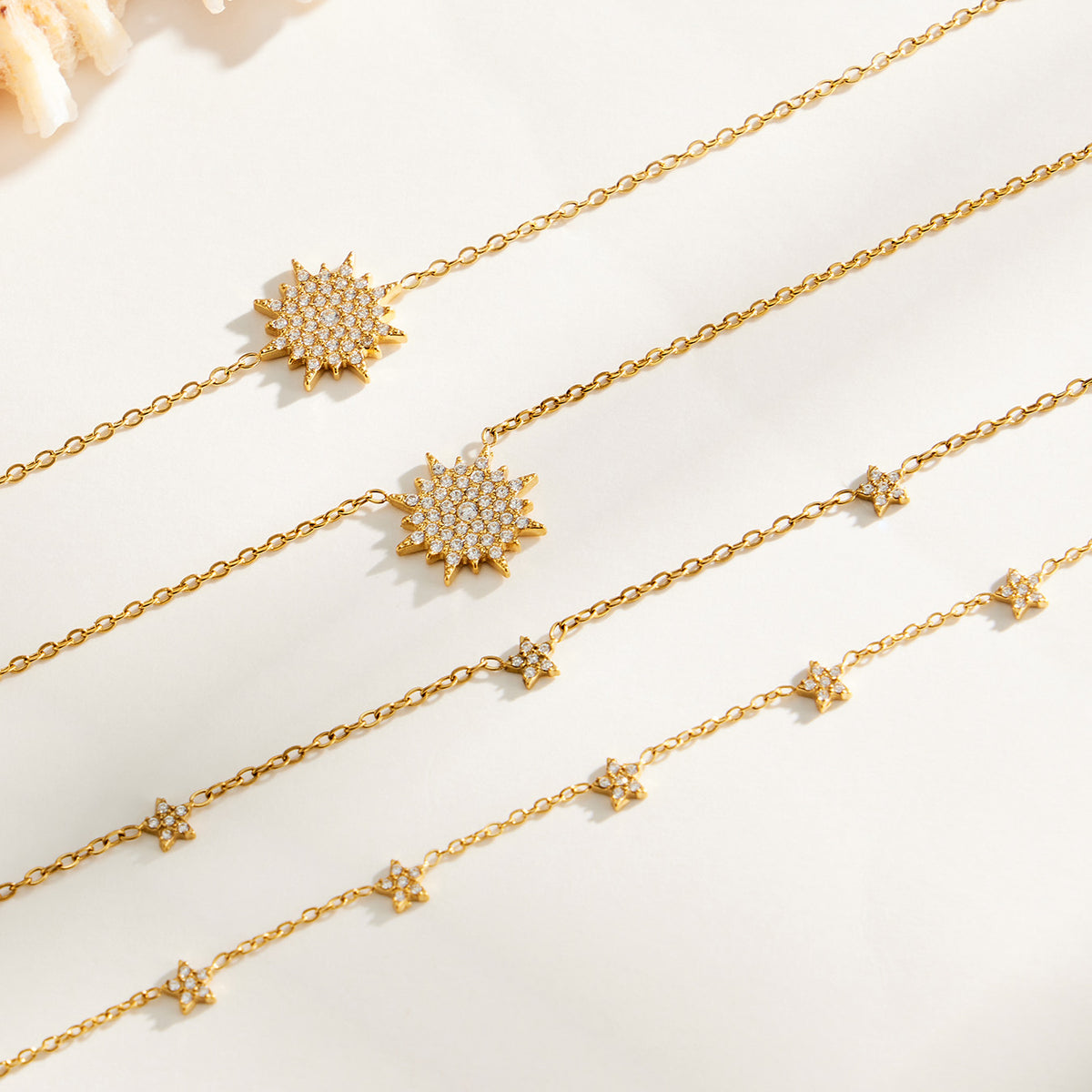 316L Stainless Steel 18K PVD Gold Zircon Star Bracelet made with 316L stainless steel and 18K PVD gold finish for wholesale jewelry buyers - image 7