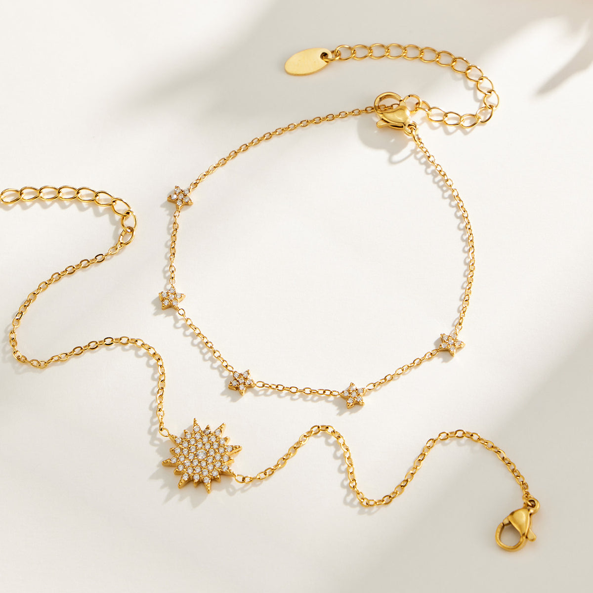 316L Stainless Steel 18K PVD Gold Zircon Star Bracelet made with 316L stainless steel and 18K PVD gold finish for wholesale jewelry buyers - image 8
