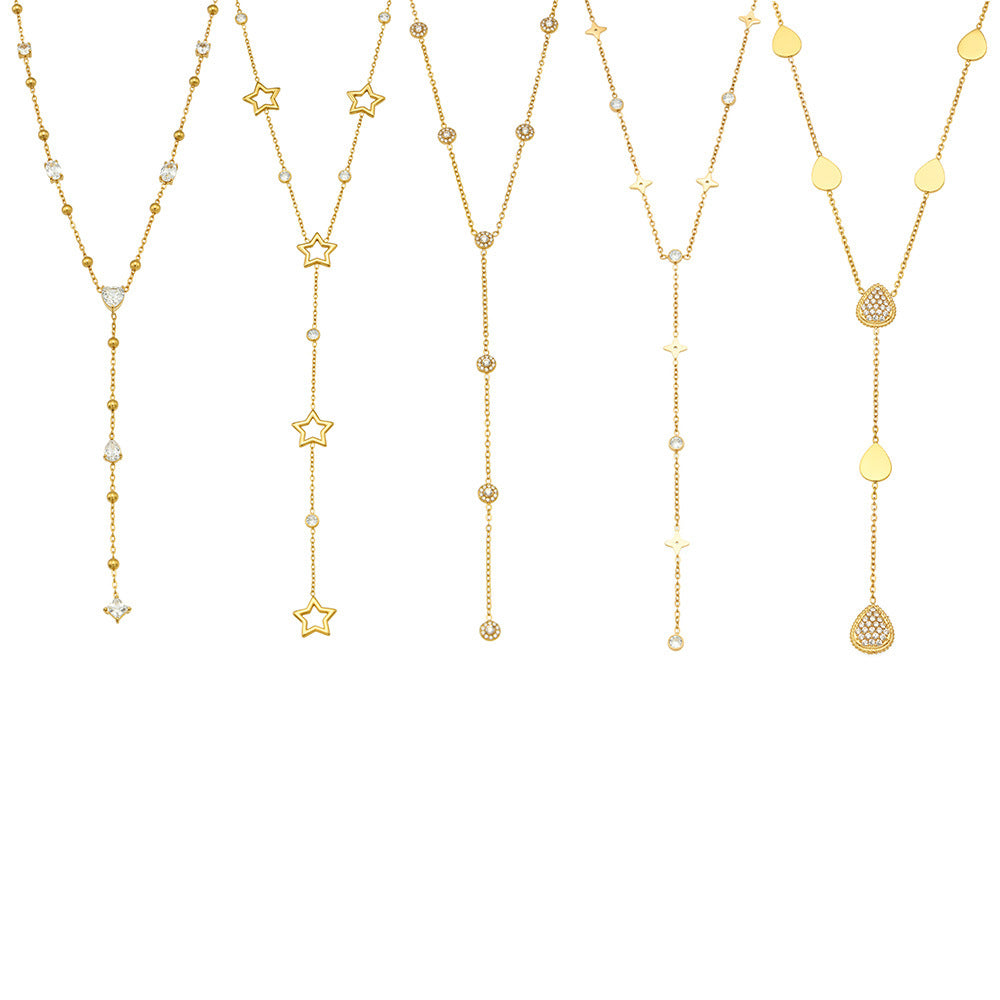 Elegant Y-Shape Necklace with Zircon