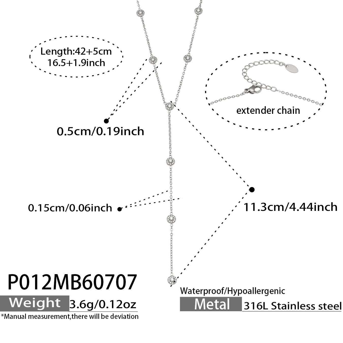 316L Stainless Steel 18K PVD Gold Zircon Y-Shape Necklace made with 316L stainless steel and 18K PVD gold finish for wholesale jewelry buyers - image 18