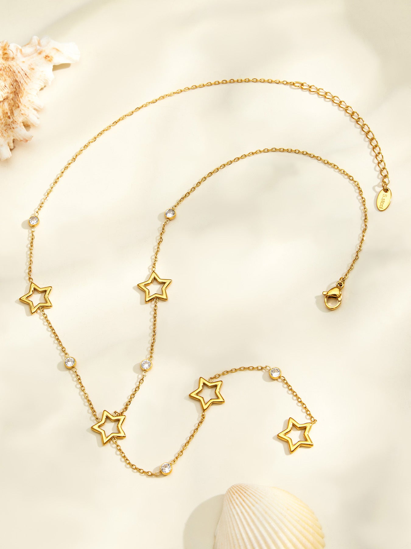 316L Stainless Steel 18K PVD Gold Zircon Y-Shape Necklace made with 316L stainless steel and 18K PVD gold finish for wholesale jewelry buyers - image 3