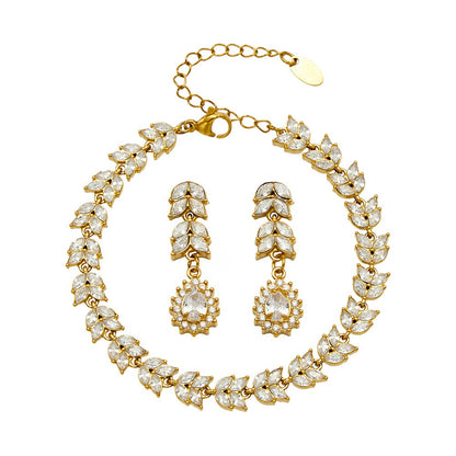 Elegant 316L stainless steel zircon droplet chain bracelet