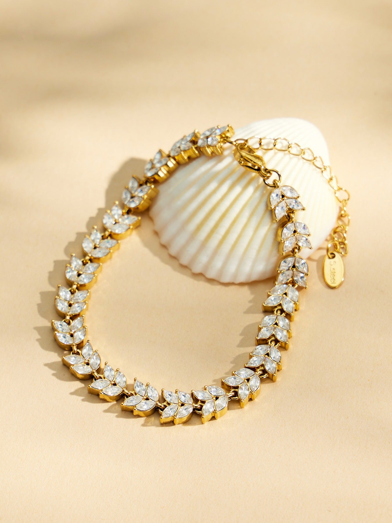 316L Stainless Steel 18K PVD Gold Zircon Droplet Chain Bracelet made with 316L stainless steel and 18K PVD gold finish for wholesale jewelry buyers - image 14