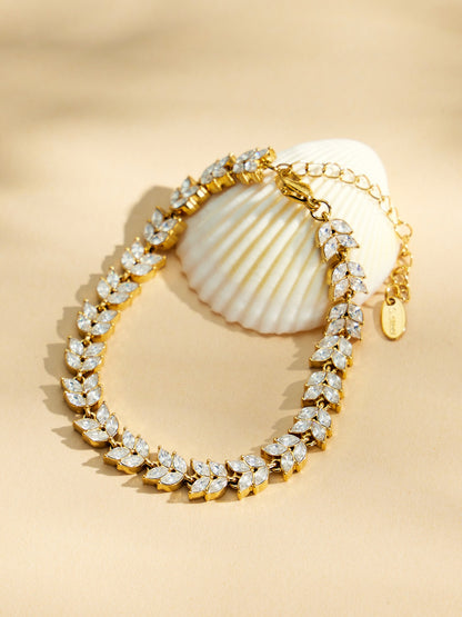 316L Stainless Steel 18K PVD Gold Zircon Droplet Chain Bracelet made with 316L stainless steel and 18K PVD gold finish for wholesale jewelry buyers - image 14