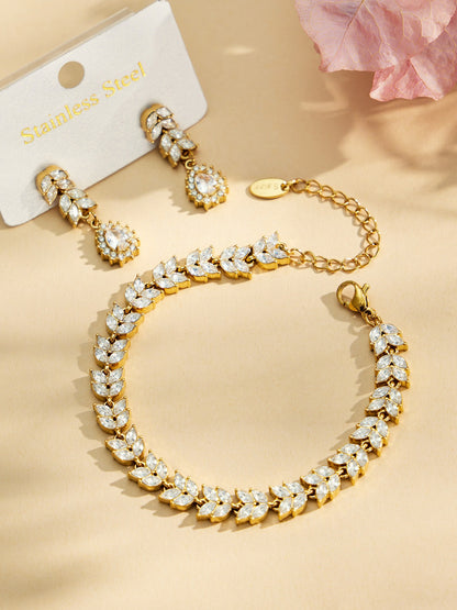 316L Stainless Steel 18K PVD Gold Zircon Droplet Chain Bracelet made with 316L stainless steel and 18K PVD gold finish for wholesale jewelry buyers - image 15