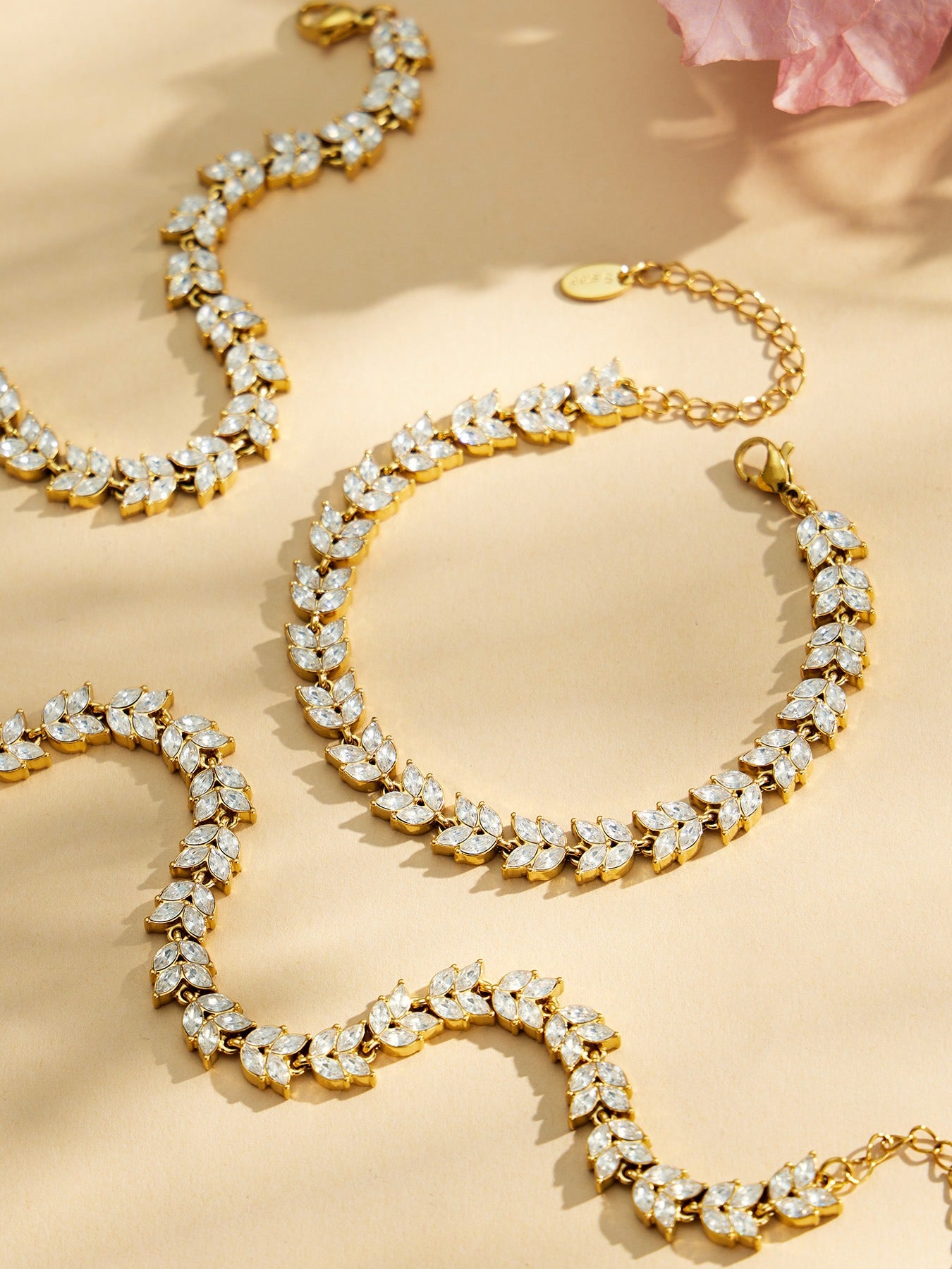 316L Stainless Steel 18K PVD Gold Zircon Droplet Chain Bracelet made with 316L stainless steel and 18K PVD gold finish for wholesale jewelry buyers - image 18