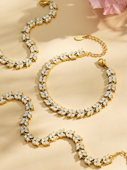 316L Stainless Steel 18K PVD Gold Zircon Droplet Chain Bracelet made with 316L stainless steel and 18K PVD gold finish for wholesale jewelry buyers - image 18