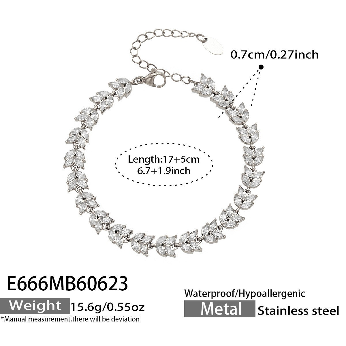 316L Stainless Steel 18K PVD Gold Zircon Droplet Chain Bracelet made with 316L stainless steel and 18K PVD gold finish for wholesale jewelry buyers - image 4