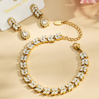316L Stainless Steel 18K PVD Gold Zircon Droplet Chain Bracelet made with 316L stainless steel and 18K PVD gold finish for wholesale jewelry buyers - image 5