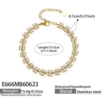316L Stainless Steel 18K PVD Gold Zircon Droplet Chain Bracelet made with 316L stainless steel and 18K PVD gold finish for wholesale jewelry buyers - image 6