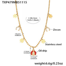 Zirconia Inlaid Enamel Ladybug Jewelry Set - 18K Gold Plated - Image 1