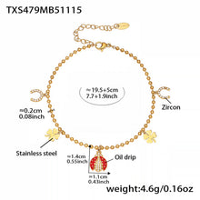 Zirconia Inlaid Enamel Ladybug Jewelry Set - 18K Gold Plated - Image 7