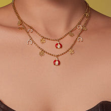 Zirconia Inlaid Enamel Ladybug Jewelry Set - 18K Gold Plated - Image 9