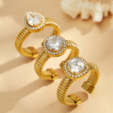 Gold round zircon ring for women