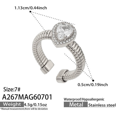 316L Stainless Steel 18K PVD Gold Droplet Zircon Ring made with 316L stainless steel and 18K PVD gold finish for wholesale jewelry buyers - image 5